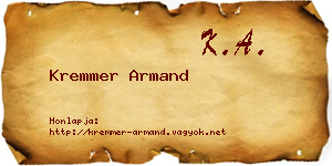 Kremmer Armand névjegykártya